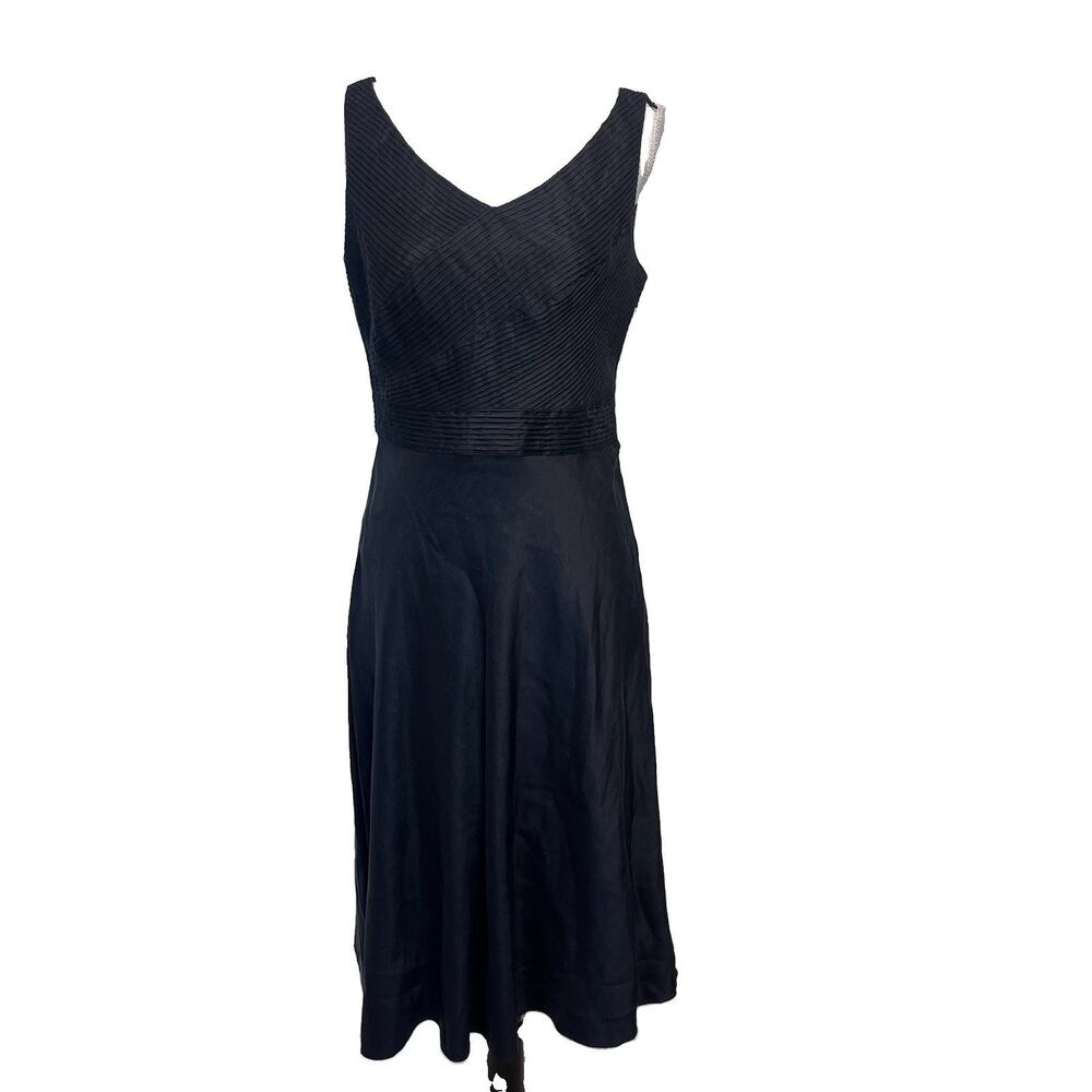 Cynthia Howie Dress size 6 Black Linen Silk Wedding Cocktail Evening Fit & Flare